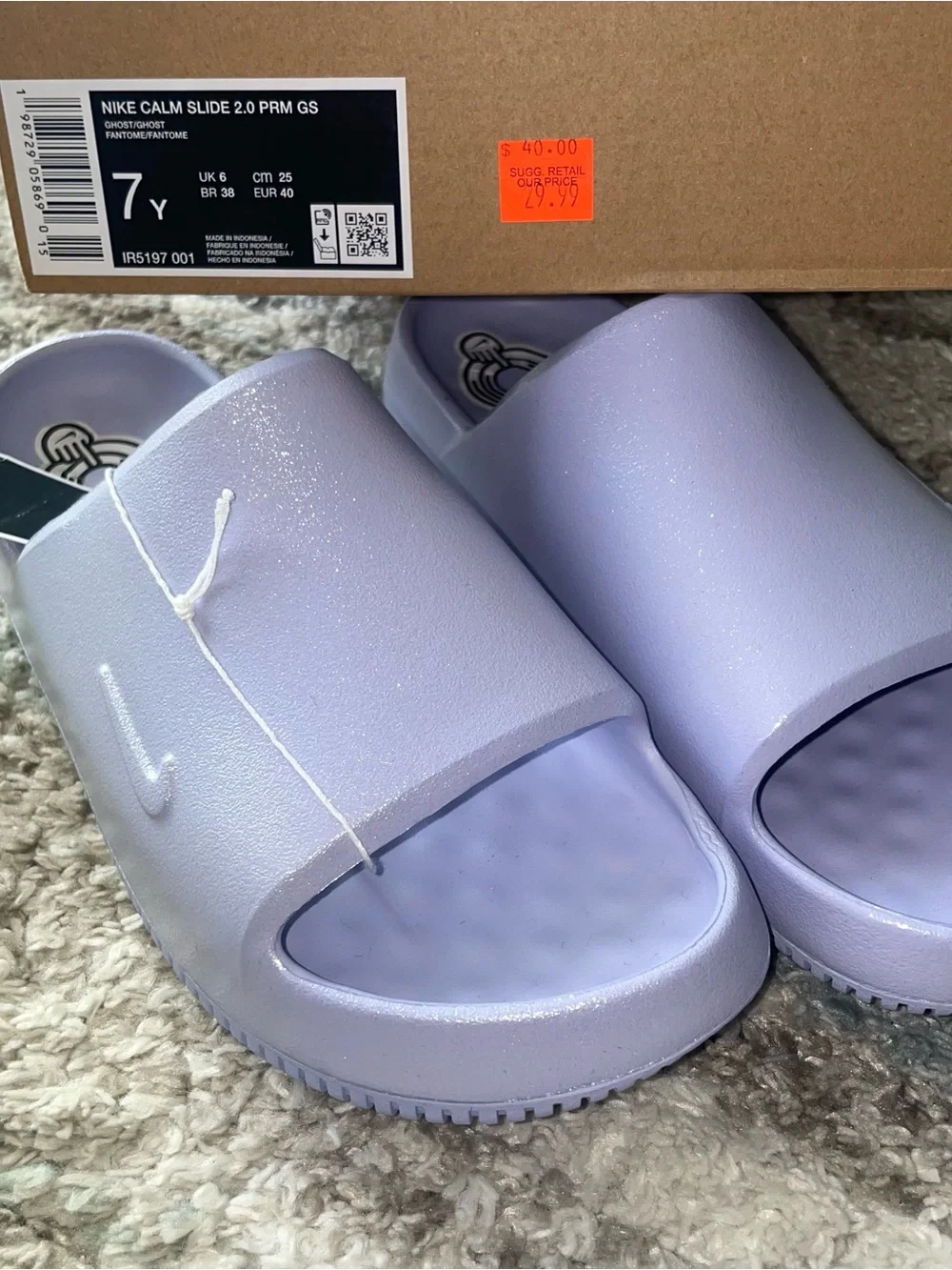 Nike Kids Calm slides Shimmer Lavender